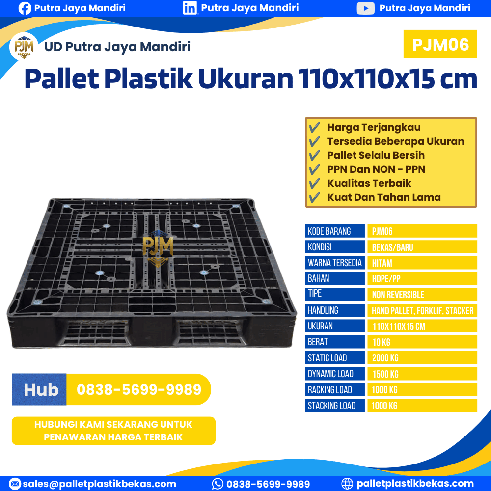 Pallet Plastik Bekas/Baru Ukuran 110x110x15 - PJM06